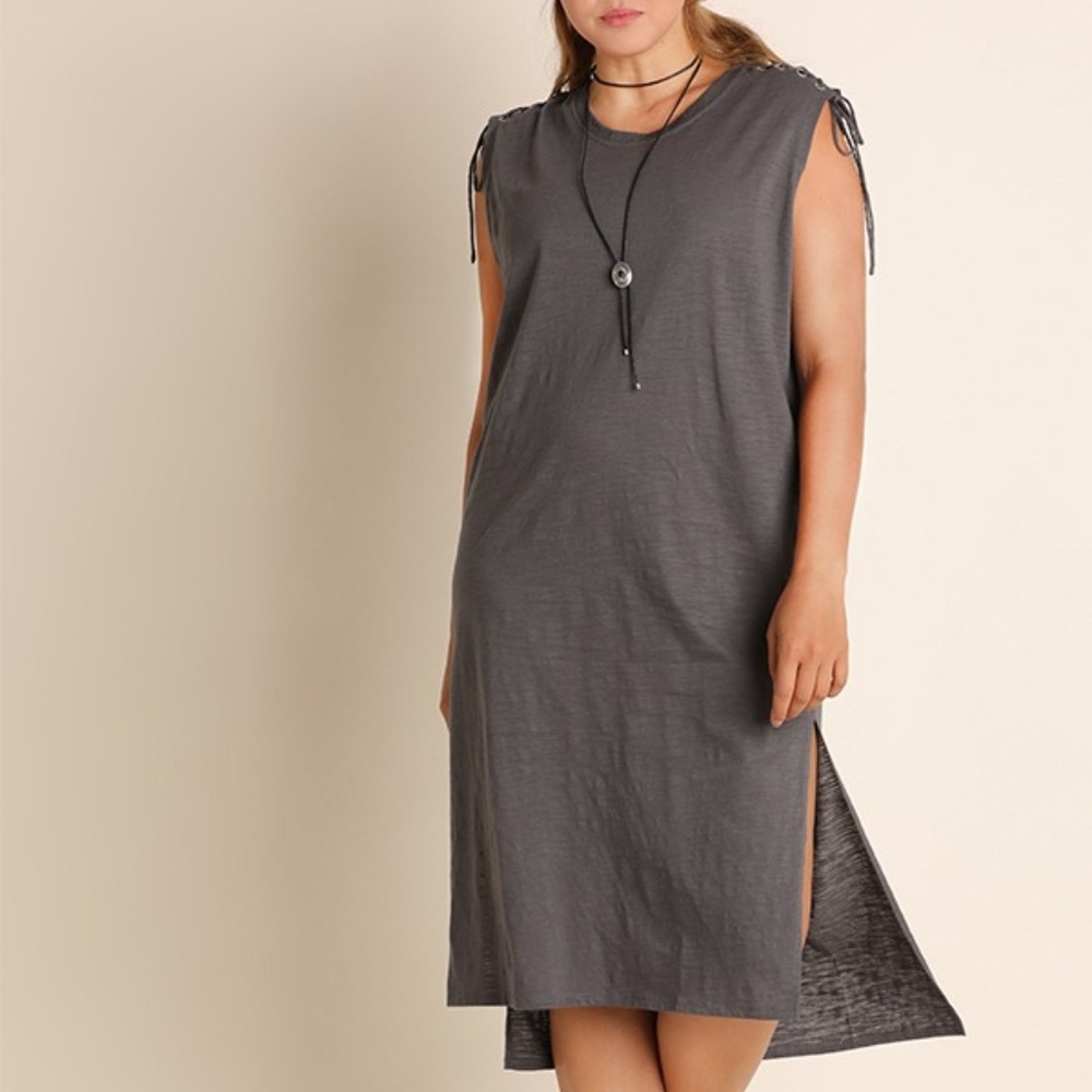 Plus Sleeveless Drawstring Accent Top/Dress